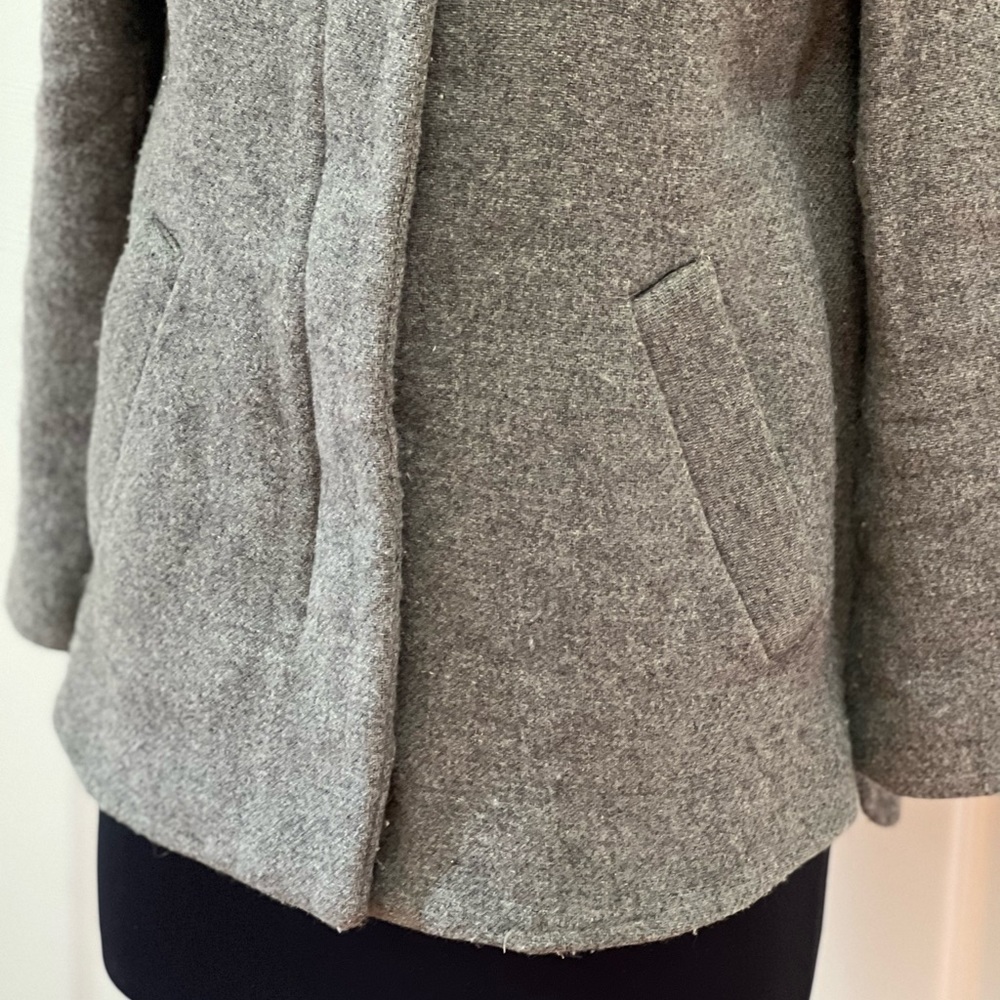 Zara Basic Hooded Zip Down Wool Blend Jacket Coat - image 7